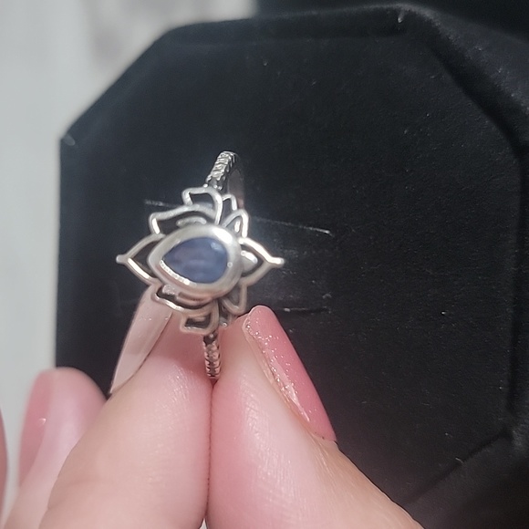 Lotus Ring Blue Size 8 S925 - Picture 2 of 7